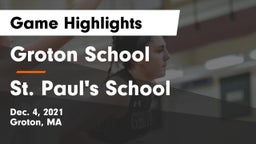 Groton School  vs St. Paul's School Game Highlights - Dec. 4, 2021