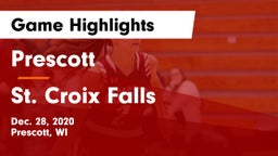 Prescott  vs St. Croix Falls  Game Highlights - Dec. 28, 2020