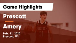 Prescott  vs Amery  Game Highlights - Feb. 21, 2020