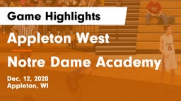 Appleton West  vs Notre Dame Academy Game Highlights - Dec. 12, 2020