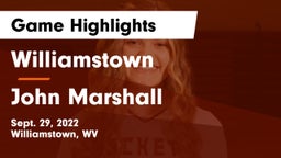 Williamstown  vs John Marshall  Game Highlights - Sept. 29, 2022