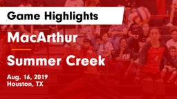 MacArthur  vs Summer Creek  Game Highlights - Aug. 16, 2019