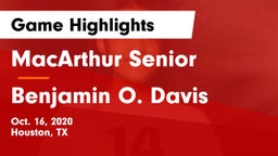 MacArthur Senior  vs Benjamin O. Davis  Game Highlights - Oct. 16, 2020