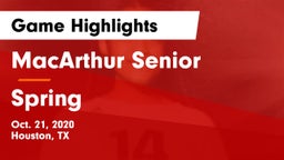 MacArthur Senior  vs Spring  Game Highlights - Oct. 21, 2020