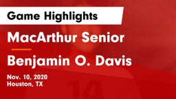 MacArthur Senior  vs Benjamin O. Davis  Game Highlights - Nov. 10, 2020