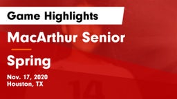 MacArthur Senior  vs Spring  Game Highlights - Nov. 17, 2020