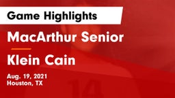 MacArthur Senior  vs Klein Cain  Game Highlights - Aug. 19, 2021