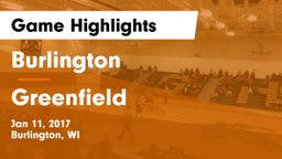 Burlington  vs Greenfield  Game Highlights - Jan 11, 2017