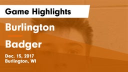 Burlington  vs Badger  Game Highlights - Dec. 15, 2017