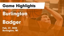 Burlington  vs Badger  Game Highlights - Feb. 27, 2020