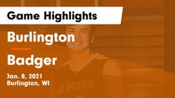 Burlington  vs Badger  Game Highlights - Jan. 8, 2021
