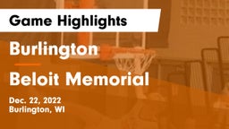 Burlington  vs Beloit Memorial  Game Highlights - Dec. 22, 2022