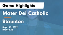 Mater Dei Catholic  vs Staunton  Game Highlights - Sept. 13, 2022