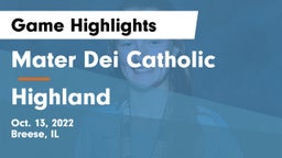 Mater Dei Catholic  vs Highland  Game Highlights - Oct. 13, 2022