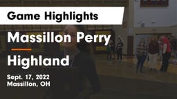 Massillon Perry  vs Highland  Game Highlights - Sept. 17, 2022