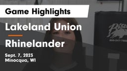 Lakeland Union  vs Rhinelander  Game Highlights - Sept. 7, 2023