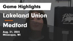 Lakeland Union  vs Medford  Game Highlights - Aug. 31, 2023