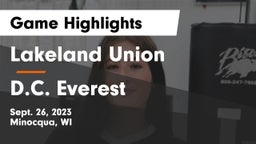 Lakeland Union  vs D.C. Everest  Game Highlights - Sept. 26, 2023