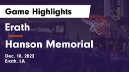 Erath  vs Hanson Memorial  Game Highlights - Dec. 18, 2023