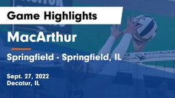 MacArthur  vs Springfield  - Springfield, IL Game Highlights - Sept. 27, 2022