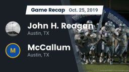 Recap: John H. Reagan  vs. McCallum  2019
