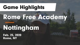 Rome Free Academy  vs Nottingham  Game Highlights - Feb. 25, 2020