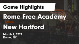 Rome Free Academy  vs New Hartford  Game Highlights - March 2, 2021