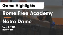 Rome Free Academy  vs Notre Dame Game Highlights - Jan. 4, 2022