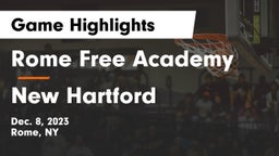 Rome Free Academy  vs New Hartford  Game Highlights - Dec. 8, 2023