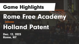 Rome Free Academy  vs Holland Patent  Game Highlights - Dec. 12, 2023