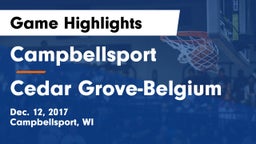 Campbellsport  vs Cedar Grove-Belgium  Game Highlights - Dec. 12, 2017