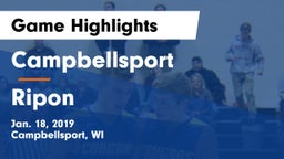 Campbellsport  vs Ripon  Game Highlights - Jan. 18, 2019