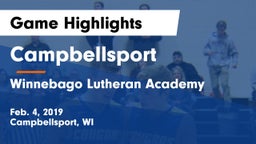 Campbellsport  vs Winnebago Lutheran Academy  Game Highlights - Feb. 4, 2019