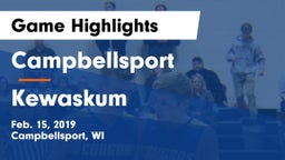Campbellsport  vs Kewaskum  Game Highlights - Feb. 15, 2019