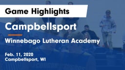 Campbellsport  vs Winnebago Lutheran Academy  Game Highlights - Feb. 11, 2020