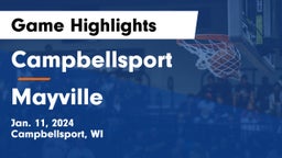 Campbellsport  vs Mayville  Game Highlights - Jan. 11, 2024