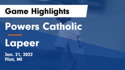 Powers Catholic  vs Lapeer   Game Highlights - Jan. 21, 2022