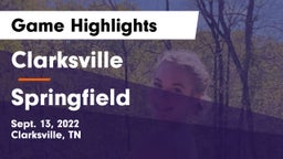 Clarksville  vs Springfield  Game Highlights - Sept. 13, 2022