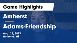 Amherst  vs Adams-Friendship  Game Highlights - Aug. 28, 2023