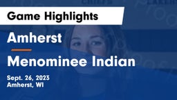 Amherst  vs Menominee Indian  Game Highlights - Sept. 26, 2023