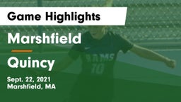 Marshfield  vs Quincy  Game Highlights - Sept. 22, 2021