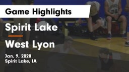 Spirit Lake  vs West Lyon  Game Highlights - Jan. 9, 2020