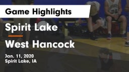 Spirit Lake  vs West Hancock  Game Highlights - Jan. 11, 2020