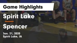 Spirit Lake  vs Spencer  Game Highlights - Jan. 21, 2020