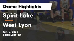 Spirit Lake  vs West Lyon  Game Highlights - Jan. 7, 2021