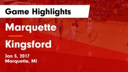 Marquette  vs Kingsford Game Highlights - Jan 5, 2017