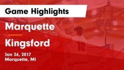 Marquette  vs Kingsford Game Highlights - Jan 26, 2017