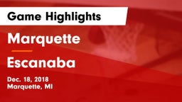 Marquette  vs Escanaba  Game Highlights - Dec. 18, 2018