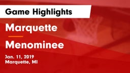 Marquette  vs Menominee  Game Highlights - Jan. 11, 2019