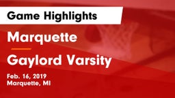 Marquette  vs Gaylord Varsity Game Highlights - Feb. 16, 2019